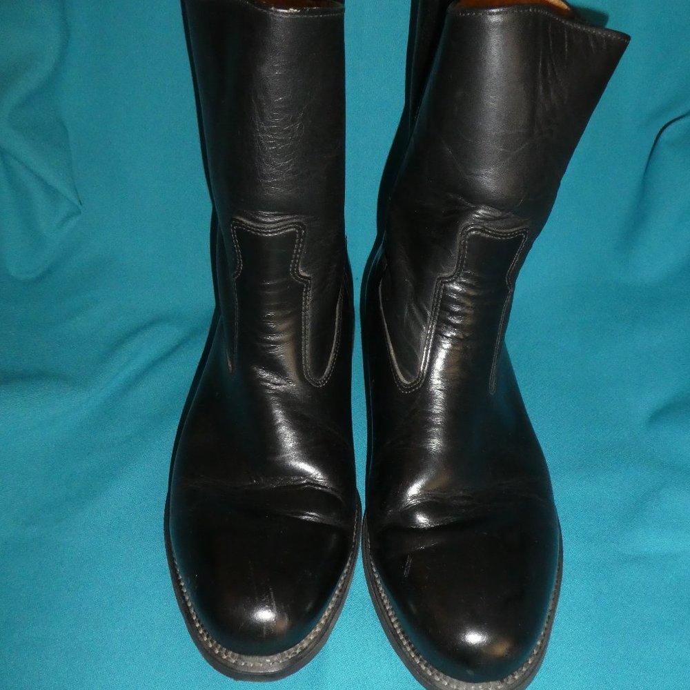 Bates Classic Biker Black Leather Boot Men 9.5 3E (triple wide)